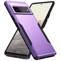 Heavy Duty Rugged Armor Shockproof Case - Soft TPU & Hard Plastic Protective Back Cover for Pixel 7A (Purple-Black)