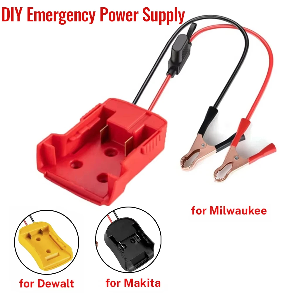 Zündkabel-Booster für Makita DeWalt Milwaukee 18V Akku Auto-Starthilfekabel mit Sicherung Notfall-Stromadapter für Kfz