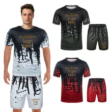 

Tracksuit Men 3D Clothing Sportswear 2 Piece Set Fitness Summer Print Shorts + t Shirt Men's Suit Custom Your Logo