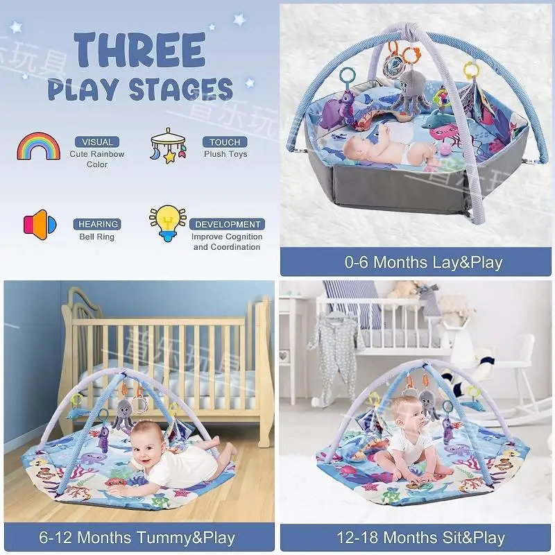 Hot Selling Multifunctional Baby Fence Crawling Mat Game Blanket Newborn Toys Fitness Stand Game Pad