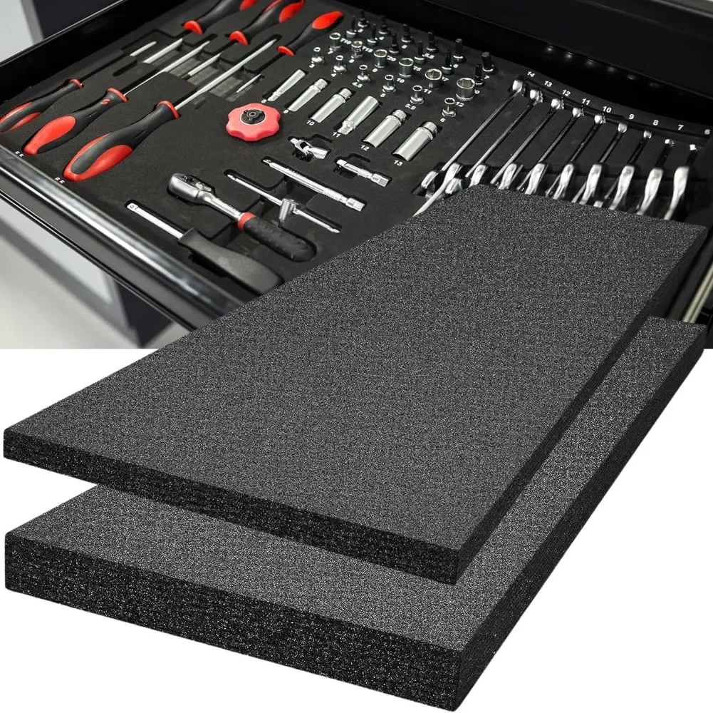 Tool Box Foam Organizer 2Pack 1pc 48x24x2in & 1pc 48x24x1in Toolbox Foam Inserts 2