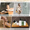 Teak Wood Wall Mounted Foldable Shower Bench Small Space Comfortable & Sturdy Ideal Shower Room Hospital Living Room Non-Slip & 3