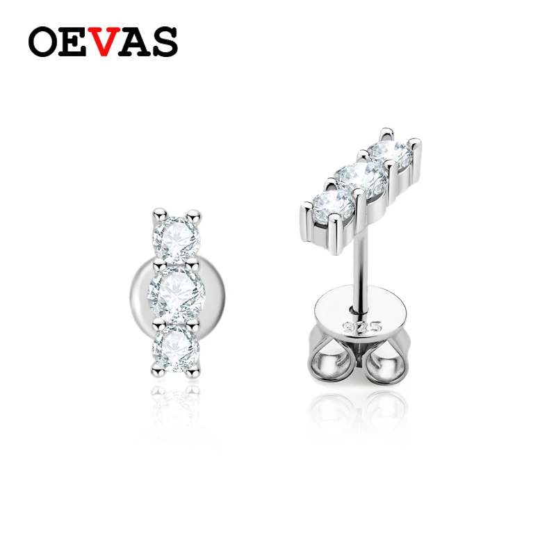 

OEVAS Real 3MM 0.1 Carat D Color Moissanite Stud Earrings For Women 18K Gold Plated 100% 925 Sterling Silver Party Fine Jewelry