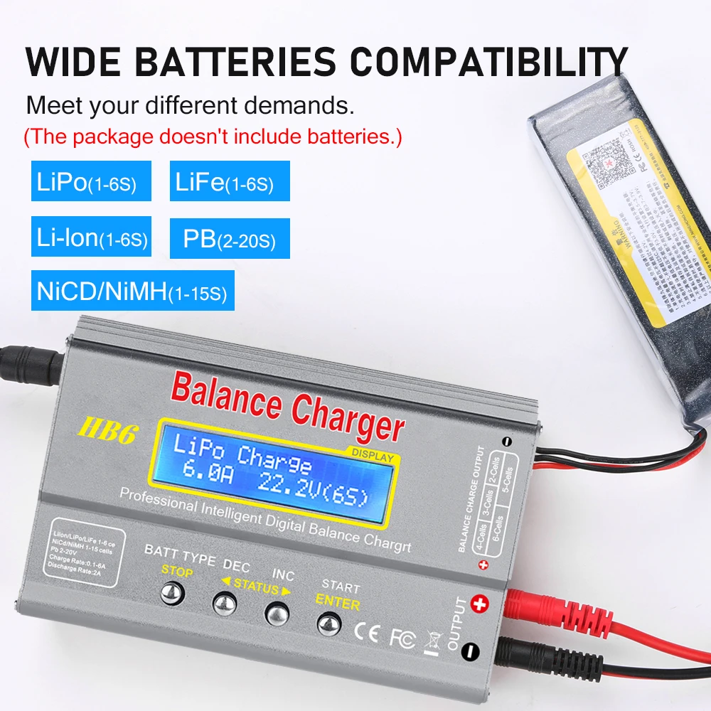 Haisito HB6 80W Battery Charger Lipo NiMh Li-ion Ni-Cd Digital RC IMAX B6 Lipro