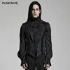 PUNK RAVE Men's Gothic Gorgeous Lace Decoration Asymmetric Lapel Waistcoat Unique Pointed Outline Elements Party Long Sleeve Top 1