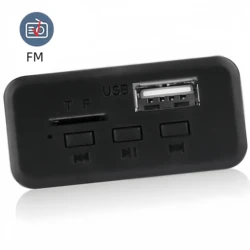 12V Wireless Bluetooth 5.0 MP3 Audio Decoder Board with USB, TF, and FM Radio for Handsfree Speaker Use (With FM Black)