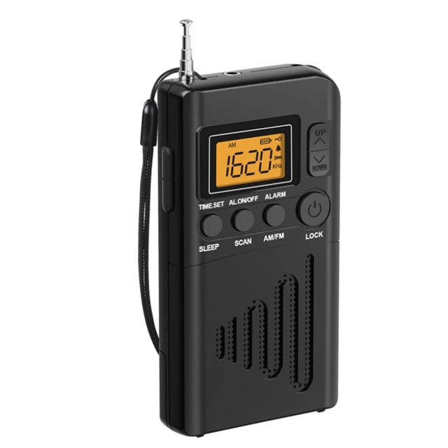 Radio portátil, radio de bolsillo AM/FM con batería recargable, mejor  recepción, tarjeta TF de soporte, pantalla digital grande, auriculares  incluidos