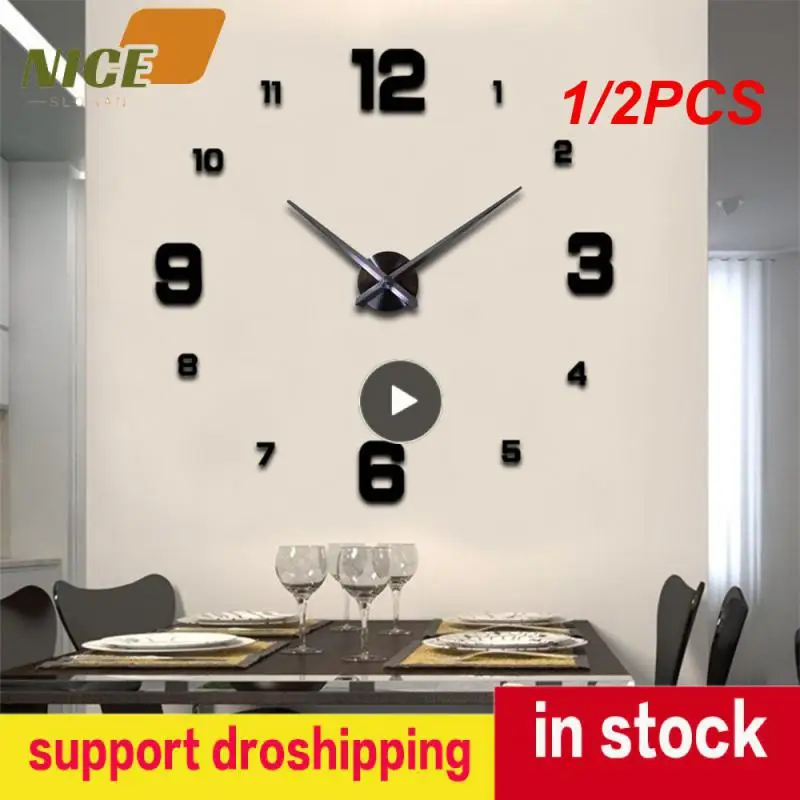

1/2 шт. настенные часы, зеркальные настенные наклейки для домашнего декора, гостиной, кварцевые самоклеящиеся Подвесные часы с иглами