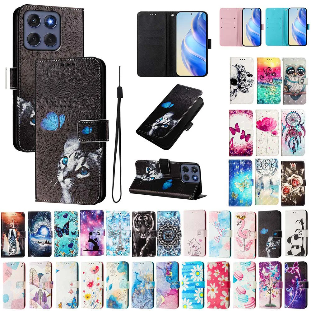 Cute Owl & Butterfly Print Flip Leather Wallet Phone Case
