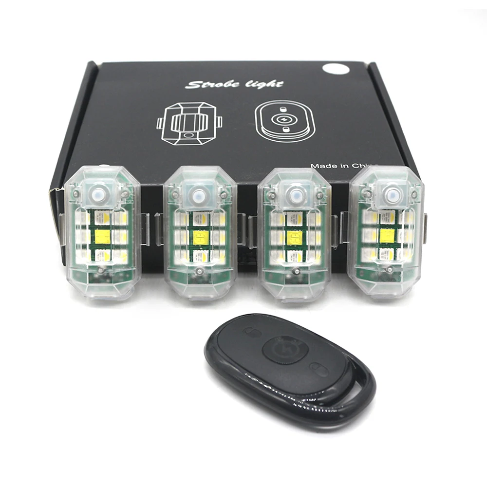 Acheter 8 Couleurs Télécommande Lumière Stroboscopique LED Lampe D'avertissement Drone Lumière Stroboscopique Moto Feu Arrière Pour Voiture Moto Vélo RC Drone Flash