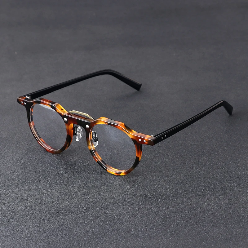 Acetate Optical Glasses Men Vintage Prescription Eyeglasses Frame Women Retro Round Spectacles Eyewear