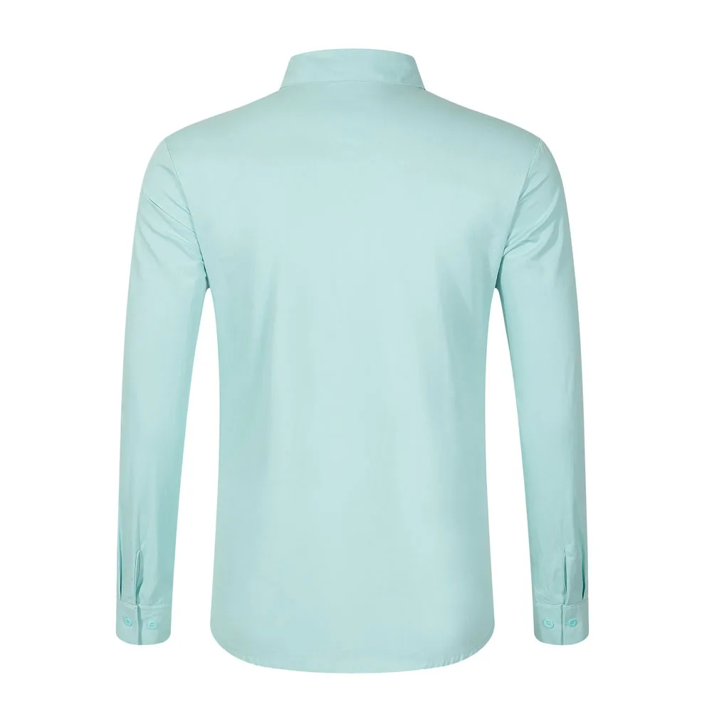 Men Casual Long Sleeve Zip Up Oxford Shirt