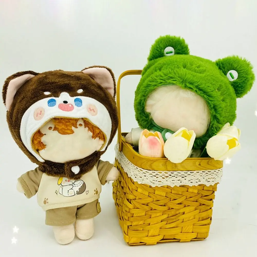 20cm Doll Headgear Cute Plush Hat Pig Rabbit Cat Cartoon Animal Ear Cap Change Dressing Game Cos Outfit DIY Doll Accessories