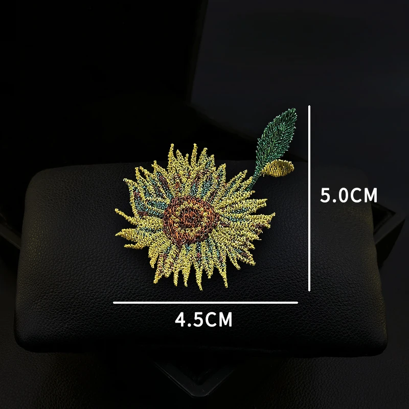 1736 Exquisite High-End Sunflower Fabric Brooch Women's Suit Neckline Pins Embroidery Flower Corsage Clothes Accessories Jewelry