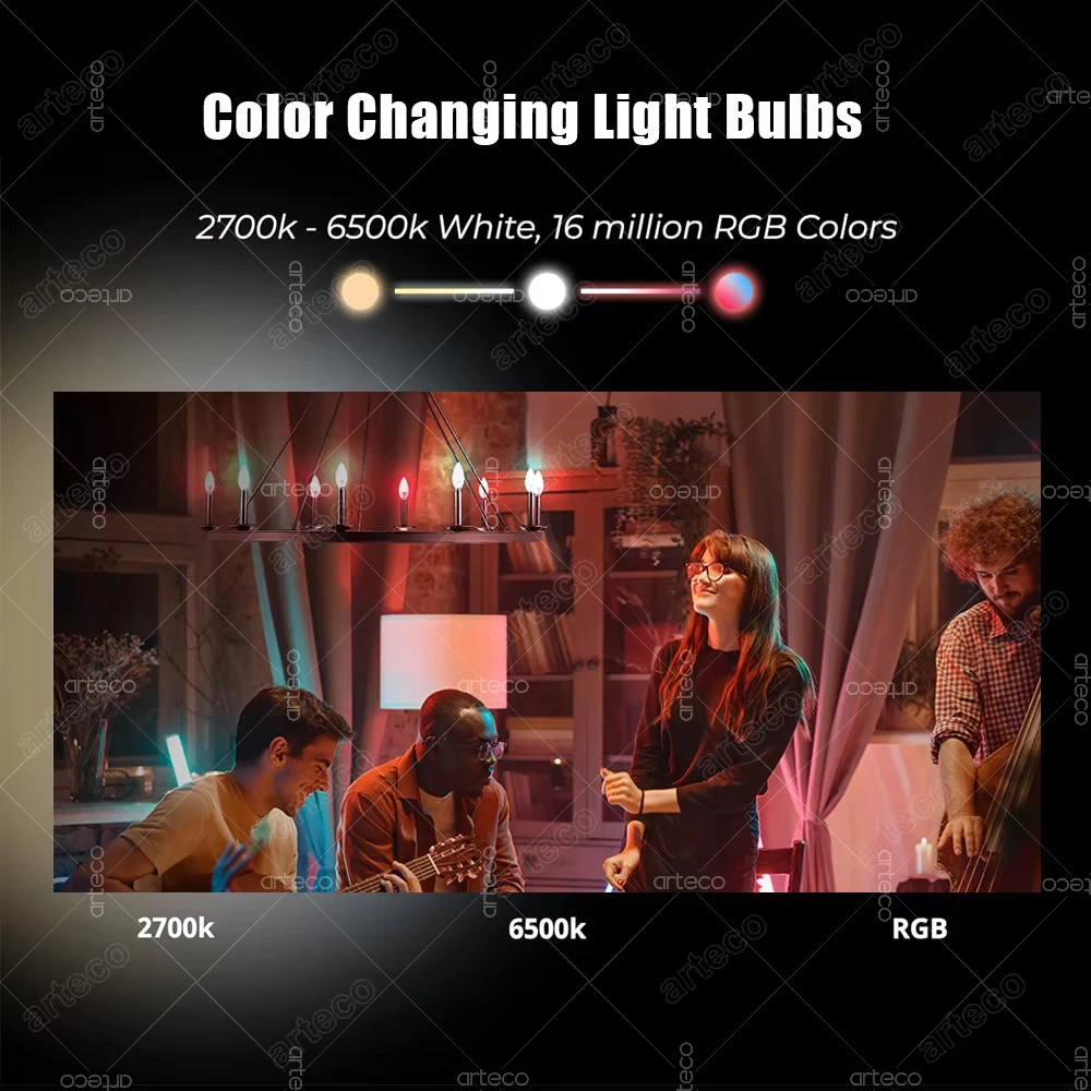 Tuya E14 Candle Lamp Smart Life App Control Smart Bulb WiFi Bluetooth RGB+CW LED Light 220V Dimmable Crystal Lamps Room Decorate smart led light bulbs