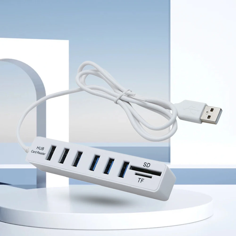 USB 6 Port Extension Hub High Speed Transmission Memory TF Splitter Adapter Plug and Play USB 2.0 for Laptop Computer PC: 3 - 5 Days Free Delivery Only UK
