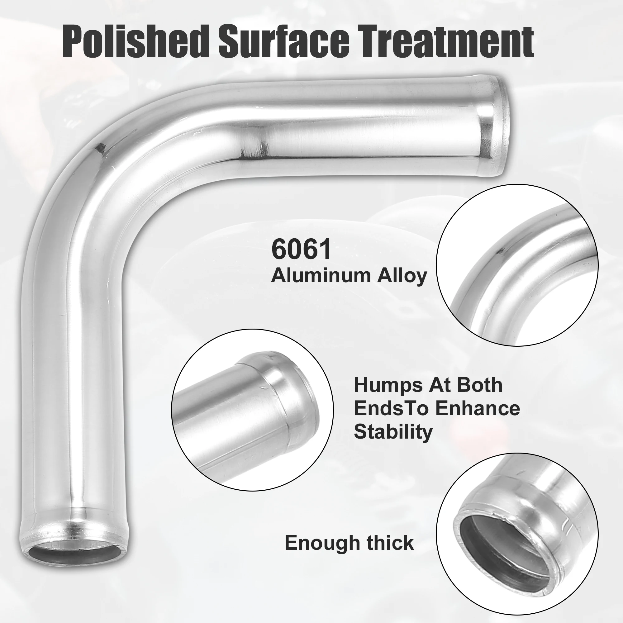 X Autohaux OD 25mm 38mm 45mm 63mm 76mm 102mm Aluminum Alloy Tube 90 180 Degree Intercooler Pipe Bend Elbow Air Intake Tube 4