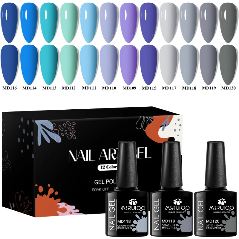 MSRUIOO 12Pcs/Set Dark Purple Brown Gel Nail Polish Nail Supplies Semi Permanent Nail Art Gel Varnish For Nails Manicure Set 4