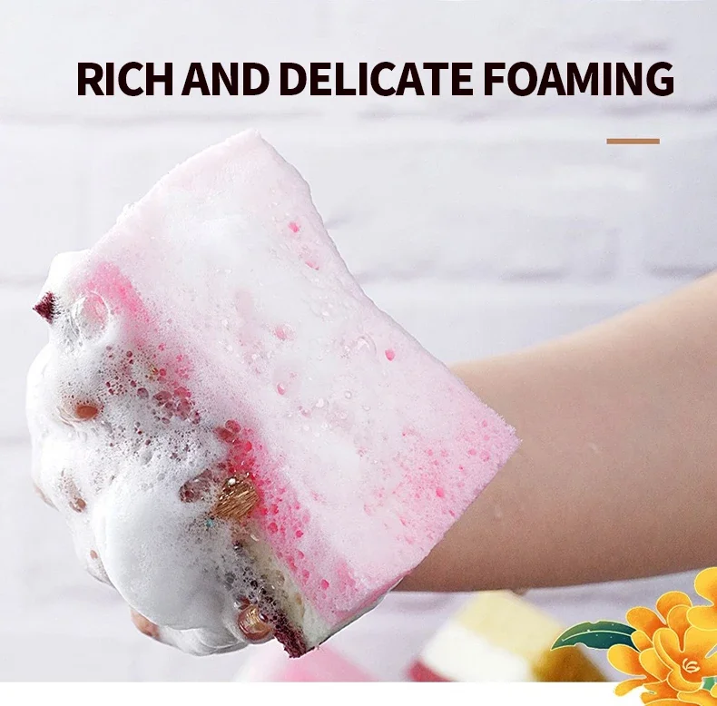 1-10pcs Kitchen Dishwashing Sponge Multi-functional High Density Clean Rub Pot Rust Scouring Bathroom Cleaning Tools Household