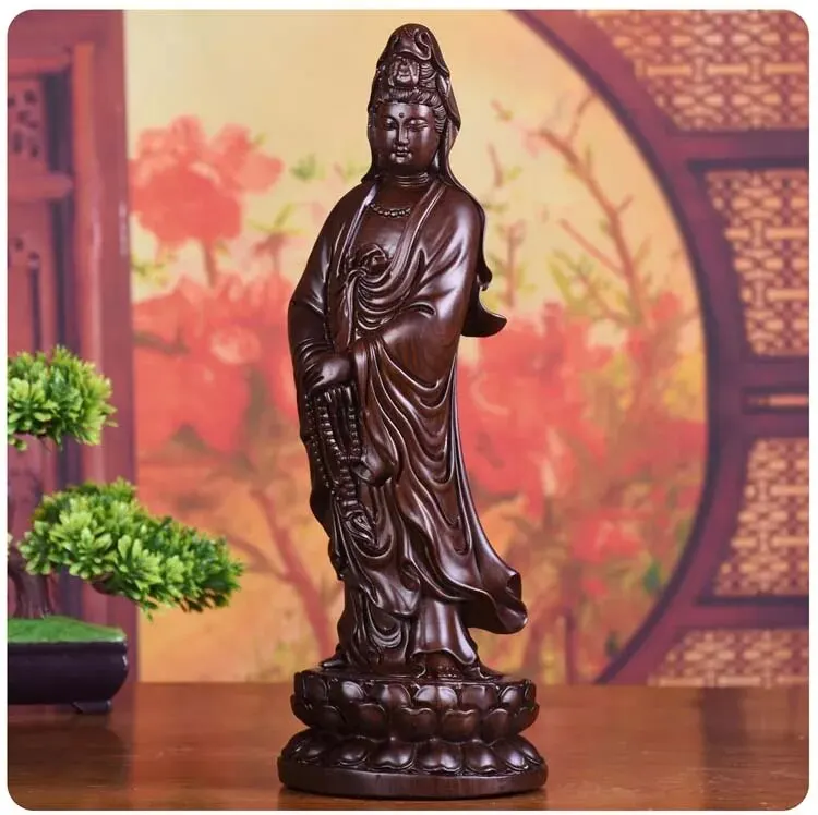 

Большой домашний духовный эффективный талисман Guanyin Avalokitesvara Будда из розового дерева ручная работа резьба фэн-шуй