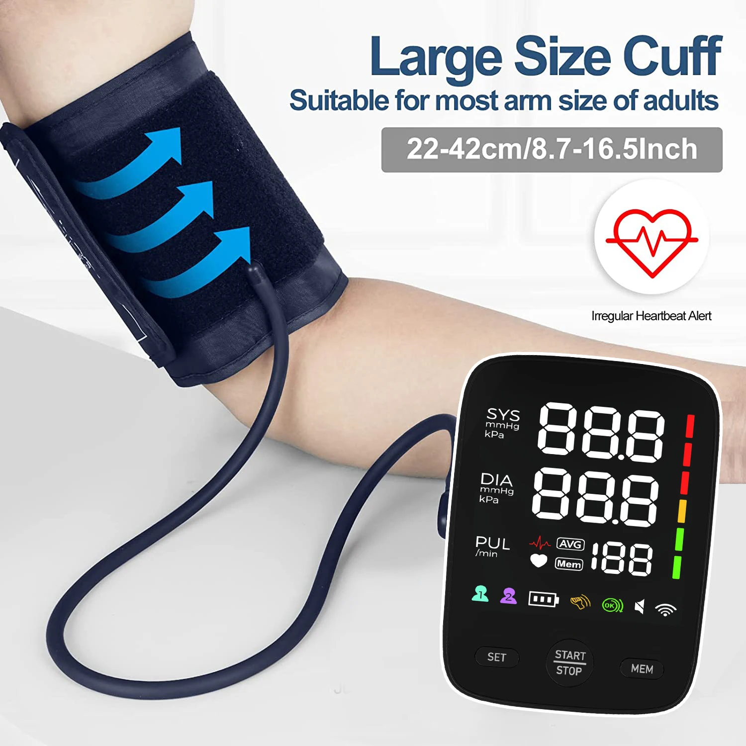 Blood Pressure Monitor Digital Electronic Upper Arm Style Big LED Screen 2X120 Groups