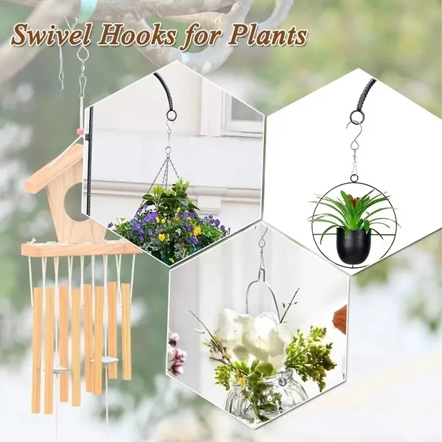 Clips à crochets pivotants pour suspendre des fileurs à vent, carillons éoliens, torsions en cristal, outils de fête, cuisine, chambre à coucher, crochets rotatifs en S, 8 pièces 2