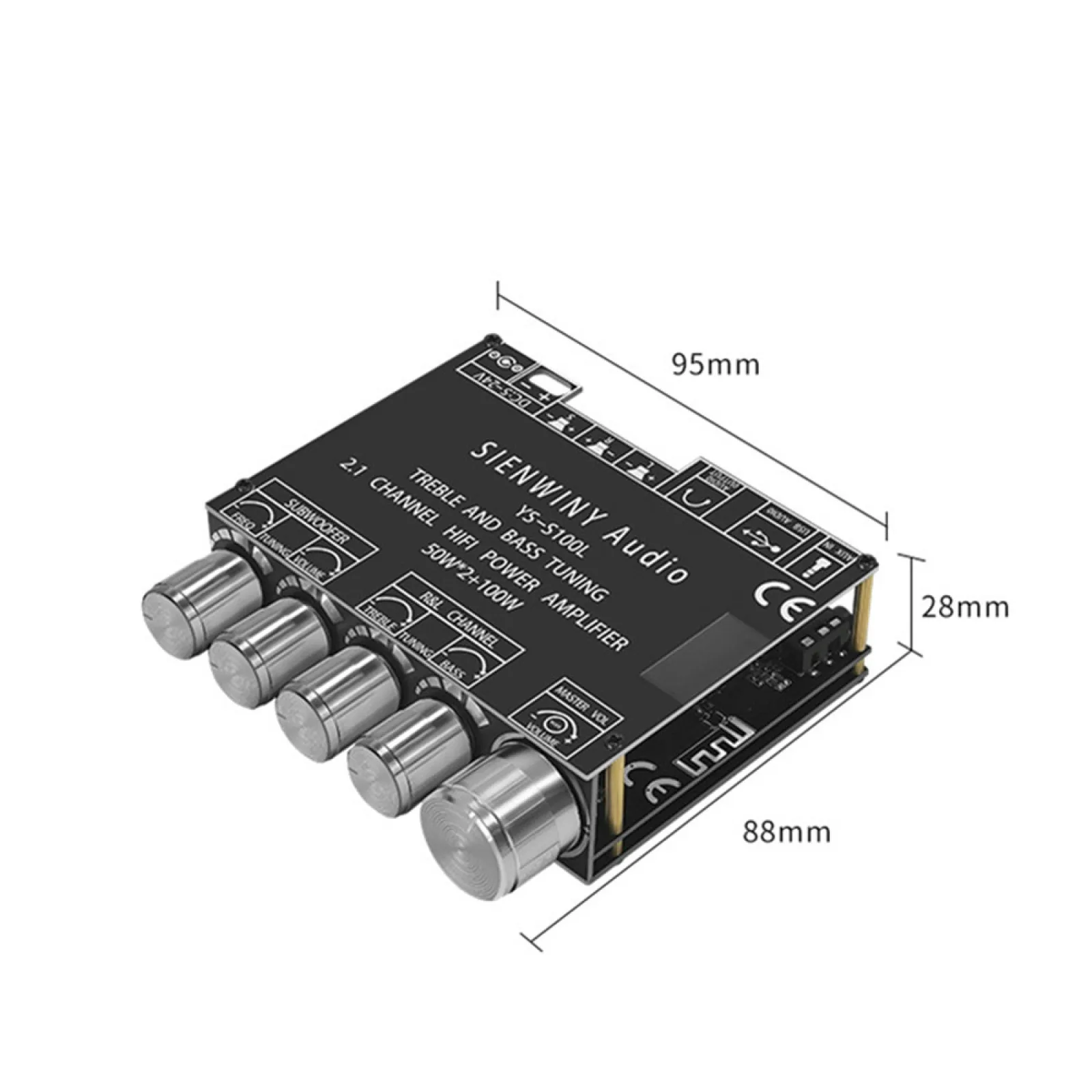 

2x50W + 100W 2.1 Channel Subwoofer Digital Power Amplifier Board AUX 12V 24V Audio Stereo Bluetooth 5.0 Bass Amp For Home
