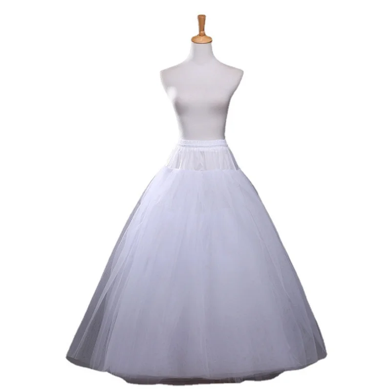 Amazon A-line elastic waist-length wedding dress skirt support 4-layer hard mesh boneless large swing petticoat wholesale