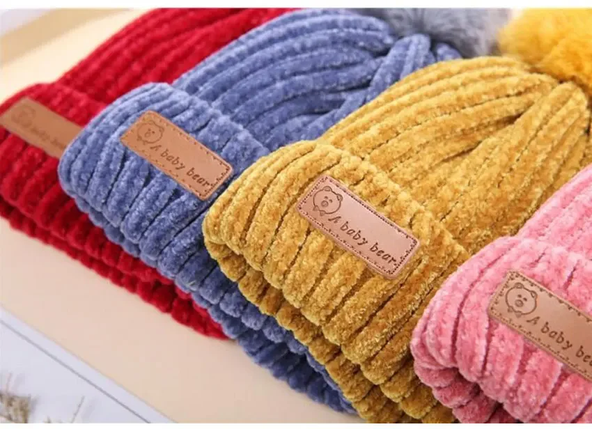 Baby Winter Beanie Hat Scarf and Gloves 3 Pcs Set Kids Boys Girls Knitted Pom Pom Cap Scarfs Children Infant Warm Suit Set
