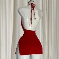 Sexy Lingerie Passion Temptation Suspender Nightdress Skirt Y2k Retro Street V Neck Slit Back Suspender Backless Evening Dress - Image 2