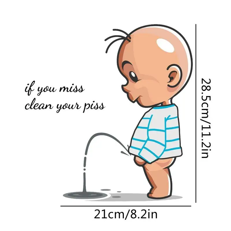 Funny Baby Toilet Stickers Clean Piss Decals PVC Art WC Removable WC Restroom Door Seat Bathroom Decoration