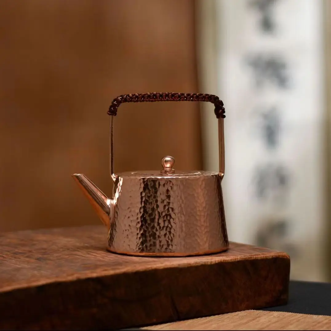 400ML Pure handmade small copper pot, pure copper tea pot, lifting beam, coffee pot, boiling water, copper pot skill - Image 3