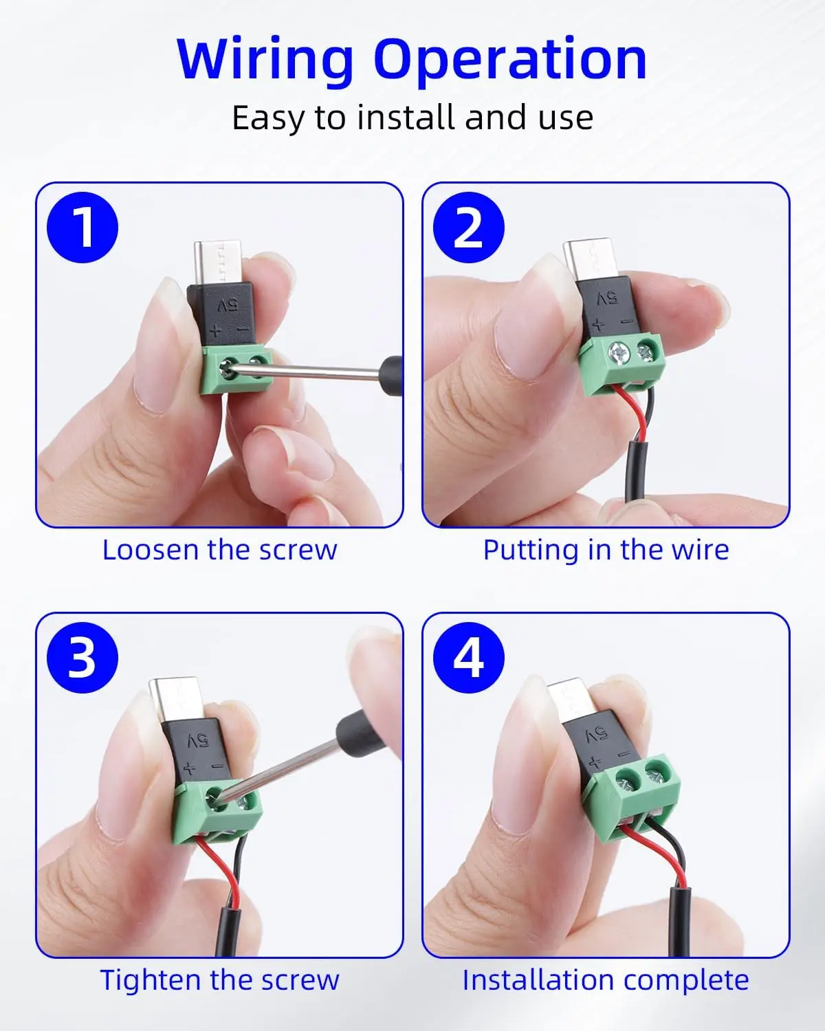 รูปสินค้า อะแดปเตอร์ชาร์จ USB-C 2 ขา ไม่ต้องบัดกรี