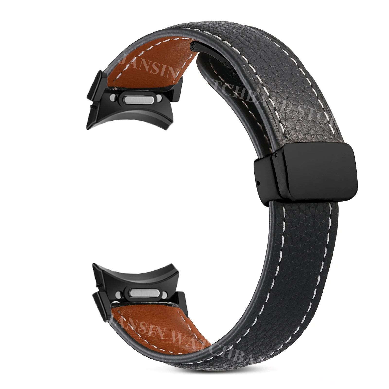 Seamless Leather Magnetic Buckle Watch Strap