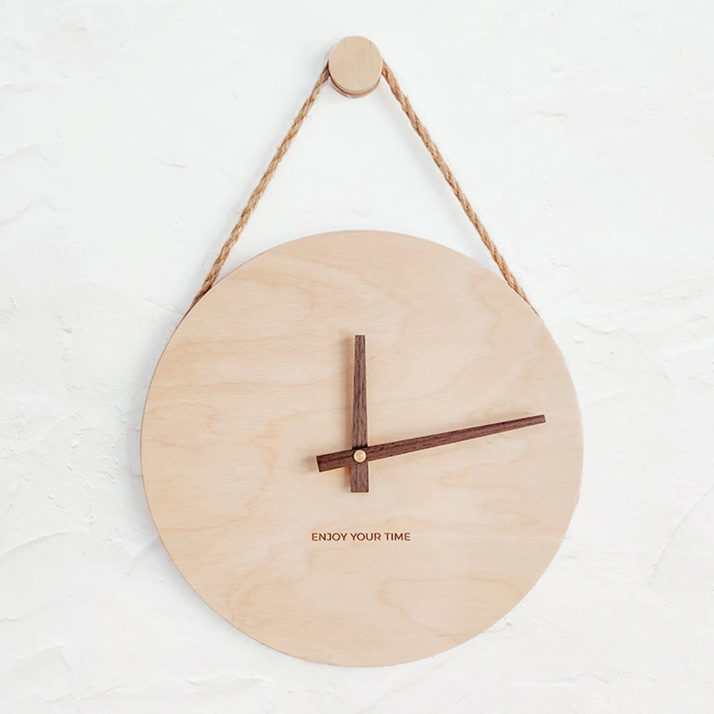 Manual Measurement Data Wooden Hanging Rope Suitable For Living Room Table Wall Wood Aesthetic Clock Diameter Cm