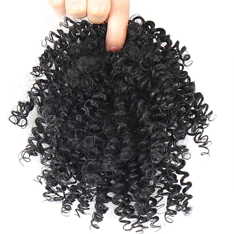 Wig Screw Curl Hair Ring African Small Curl Women's Wig Ring Ponytail Simulation Hair Wig Ring Wig Bag