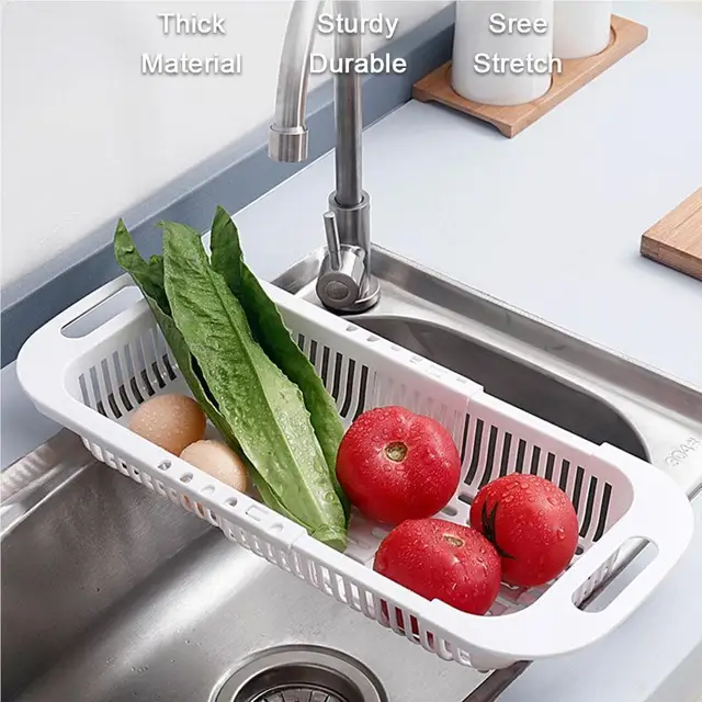 Kitchen Retractable Sink Drain Basket Multifunctional Fruit And Vegetable  Washing Basket Draining Dish Rack Plast… in 2023