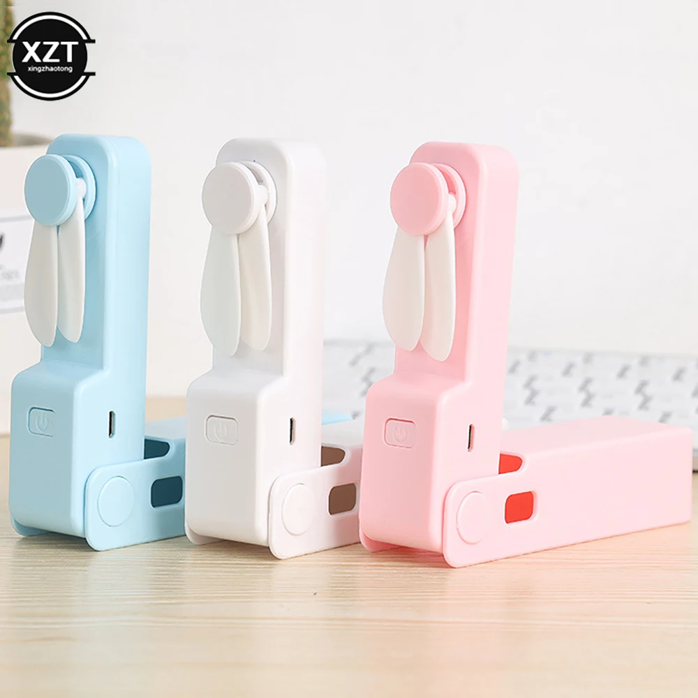 Creative Portable USB Handheld Foldable Small Fan With TPE Soft Rubber Leaf Outside Mute Mini Fan 290&deg; Adjustable handheld fan