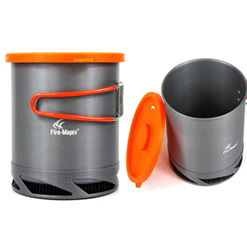 Походная посуда Fire Maple, портативный котелок из алюминиевого сплава с теплообменником, столовая посуда для отдыха на открытом воздухе, путешествий, пикника, емкость 1 л