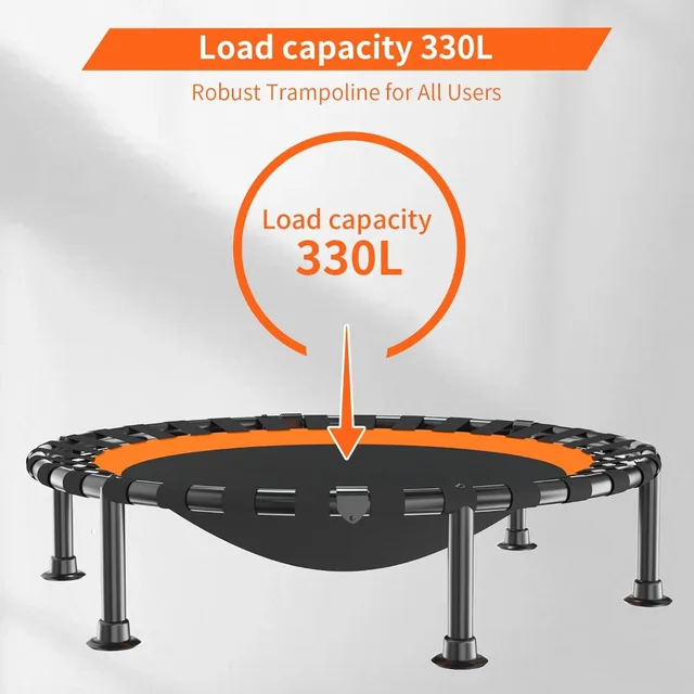 Foldable Mini Trampoline 40/48 inch, 330lbs Capacity, Portable Rebounder with Bungee Bands for Adults & Kids