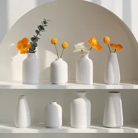 White Ceramic Vase Modern Pottery Flower Bottle Vases Hydroponic Home Decor Table top Small 2