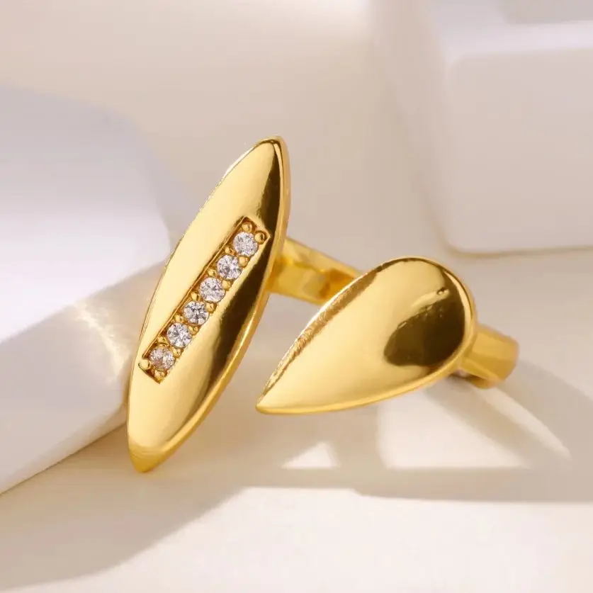 Zircon WaterDrop Rings Geometric 18K Gold-Plated Stainless Steel