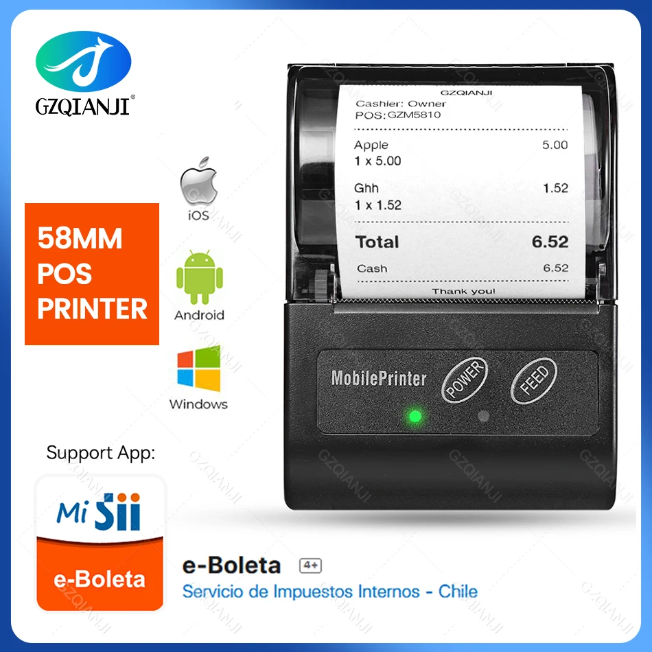 Lego Pos Sii E-Boleta Android Mini Bluetooth Stampante Termica Per Ricevute Wireless 58Mm Bill Machine Maker Con Stampa Rotolo Di Carta