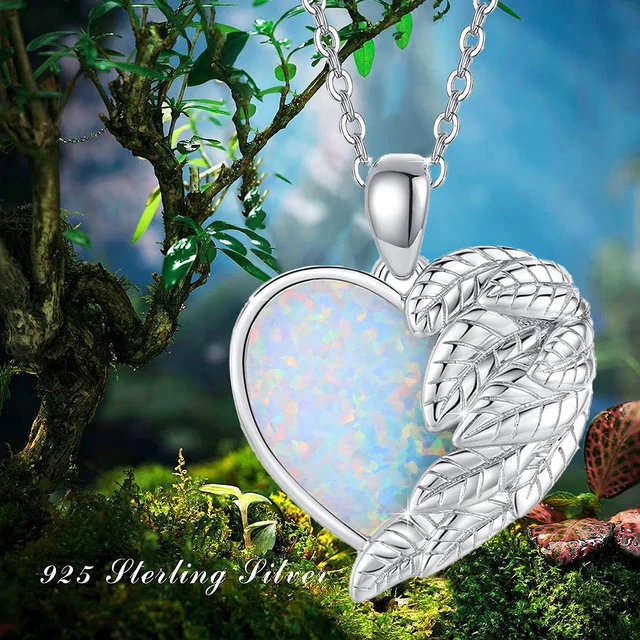 Angel Wing Cremation Ash Pendant Heart In Sterling Silver