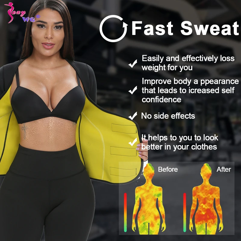 SEXYWG Woman Neoprene Hot Sweat Sauna T-Shirts Workout Sports Vest Body Shaper Waist Trainer Fitness Slimming Corset Shapewear