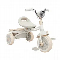 UBRAVOO Baby Foldable Tricycle Trike with Pedals,Unique PU Wheels with Elasticity Shock-absorbing Effect,Cool Lights,1-5 Years 1
