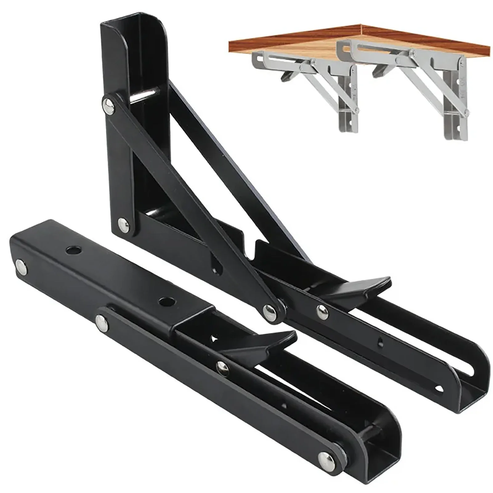 Folding Shelf Brackets Heavy Duty Stainless Steel Wall Mounted Collapsible Furniture Space Saving for Garage Workstation 2pc folding shelf bracket shelf bracket