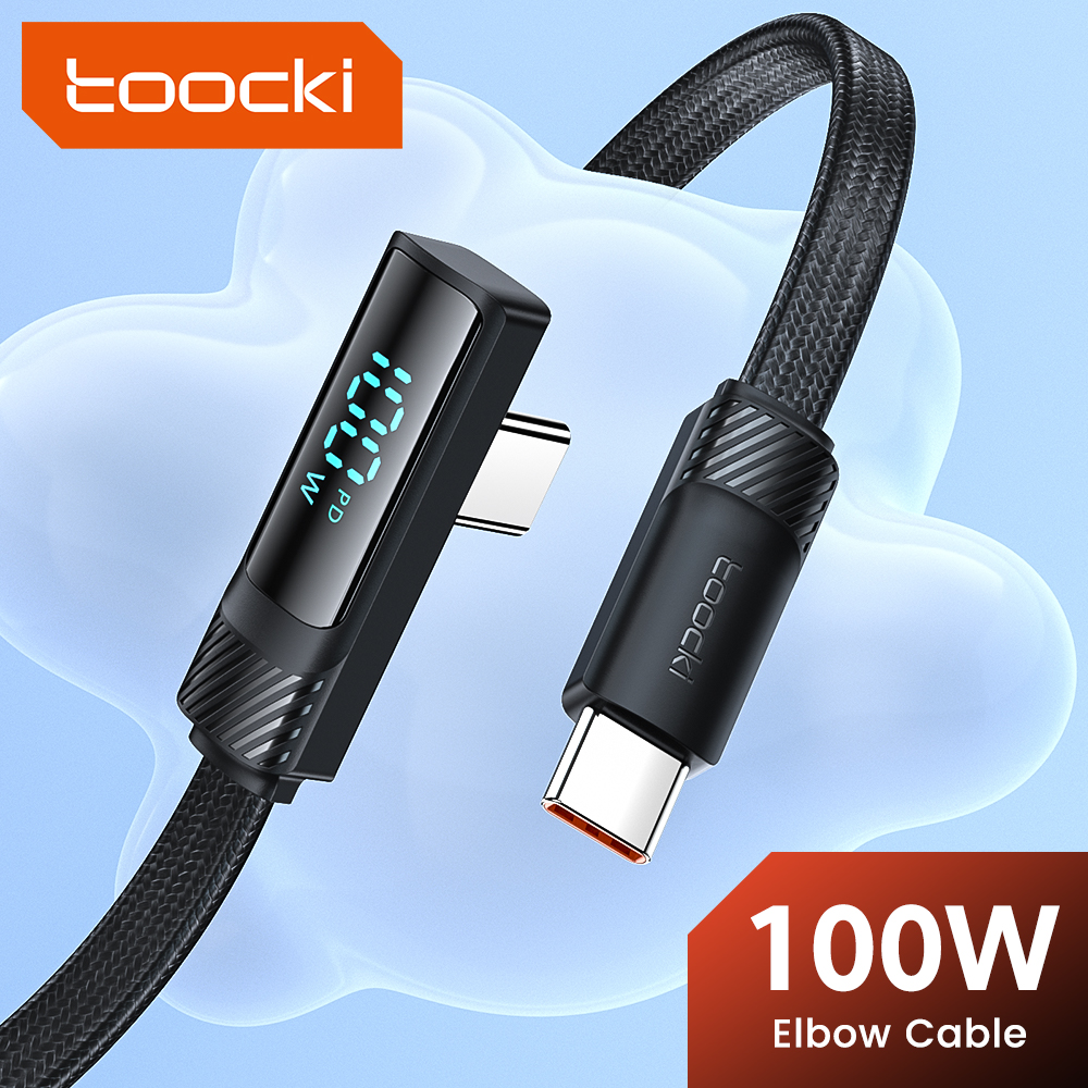 Toocki USB Type C Cable to USB C 90 Degree PD 100W Fast Cahrging for OPPO Macbook Xiaomi Huawei Samsung Huawei Display Cable