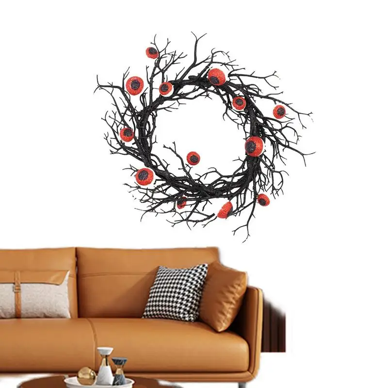 

Halloween Front Door Wreath Spooky Home Decor Light Wreath Scary Led Light 17.7In Halloween Garland Ornament Wreath For Decorati