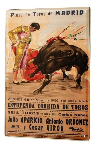 Cartel De Estano World Tour Madrid Corrida Torero Cartel Placa De Metal 8X12 ",8" * 12"